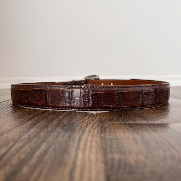 VTG Canterbury Belt Genuine Crocodile Italian Leather Western Mens Size 34 Brown - Picture 2 of 15